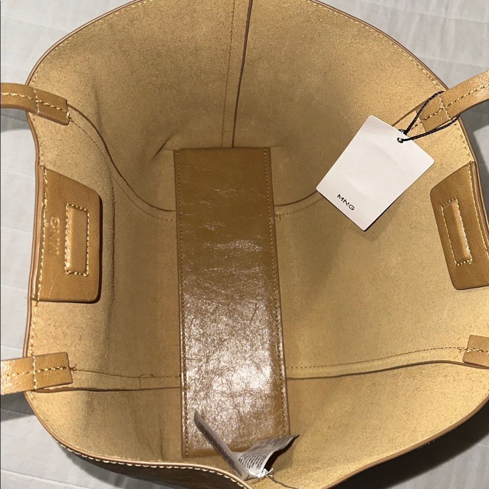 MANGO OLIVER Latte Tan Faux Exterior & Genuine Leather Inferior Tote Bag - Picture 13 of 13